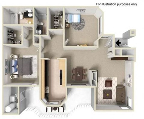 a stylized floor plan of a house with a water heater at The Bryant, California